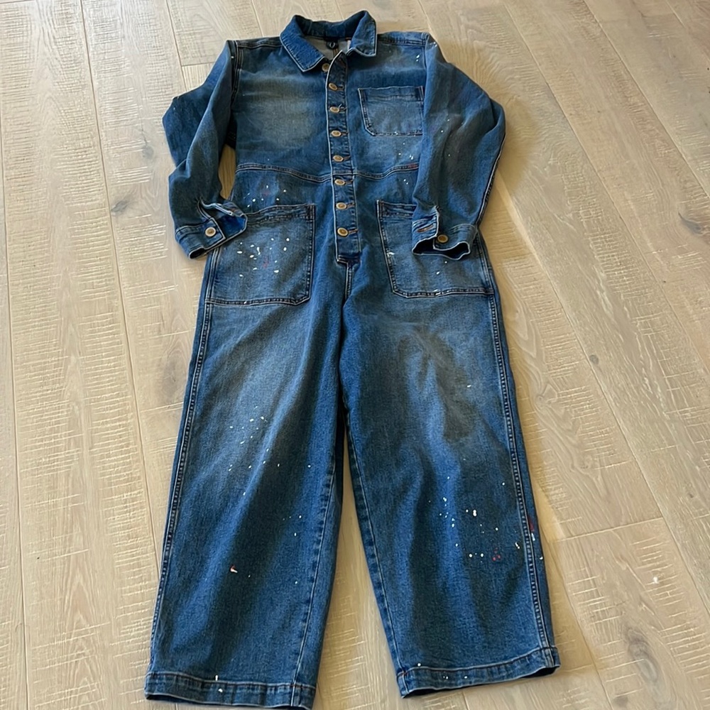Free people car jumper suit denim like new